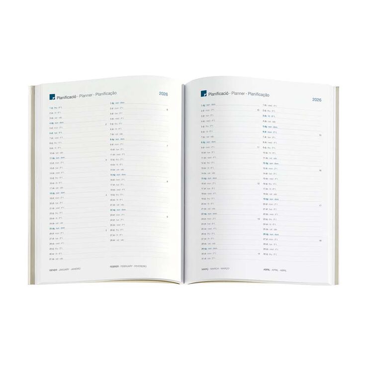 Agenda Miquelrius Plus 15x21 setm/vista català 2026 Color Block