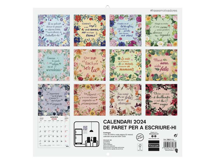 Calendari paret Finocam 30X30 2024 Frases cat