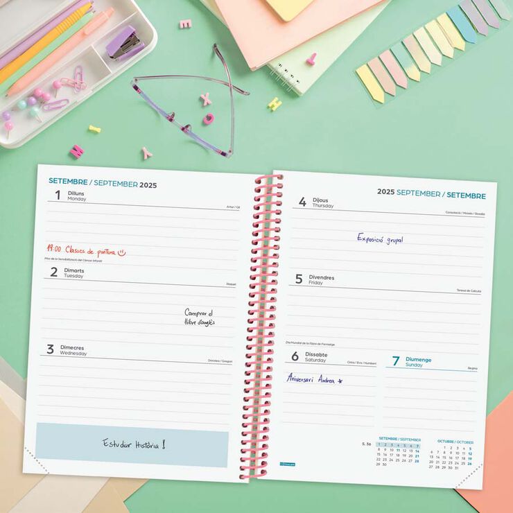 Agenda Finocam escolar Diva 1/4 setm/vista cat 2025-26 spring