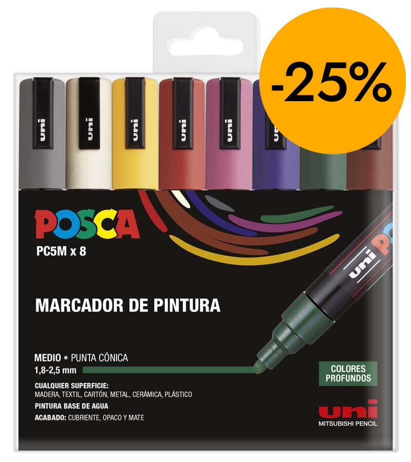 Rotuladores Posca PC-5M 1,8-2,5mm oscuros 8 colores