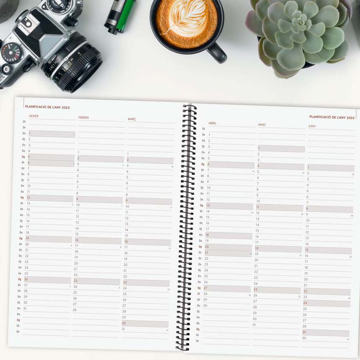 Agenda Finocam Opaque E40 setm/vista v cat 2025 negre