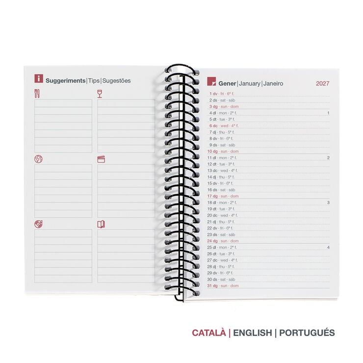 Agenda Miquelrius Espiral Caddy Dia P&agrave;gina Catal&agrave; 2027 City Negre