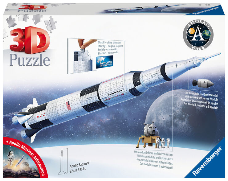 Puzle 440 piezas 3D Maxi cohete Apollo Saturn V
