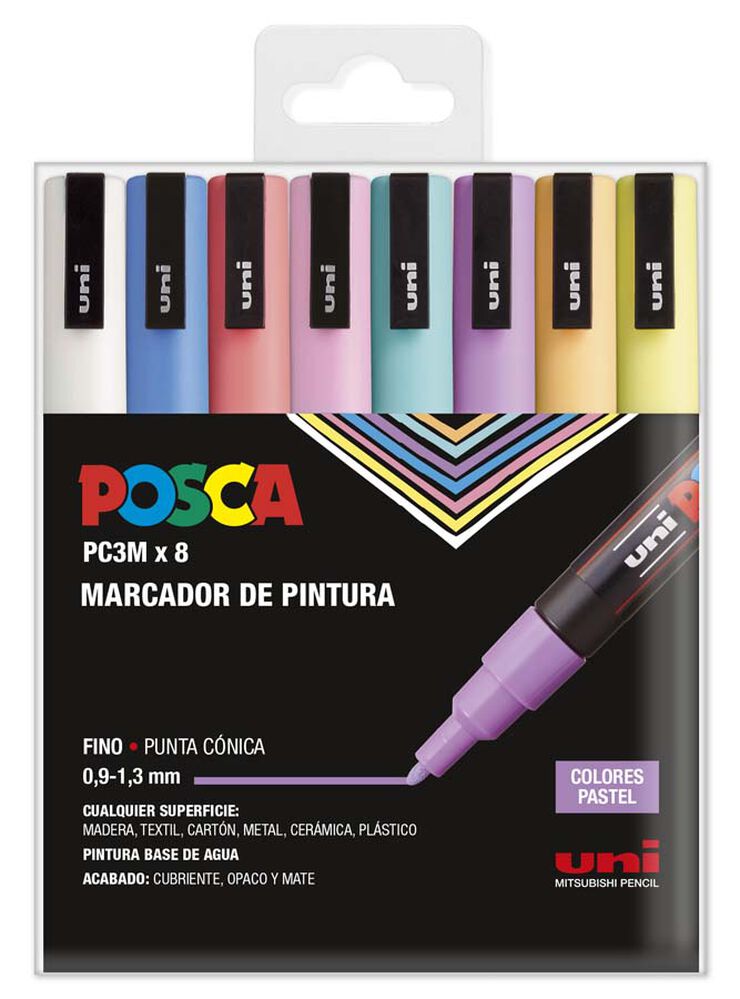 Rotuladores Posca PC-3M pastel 8 colores