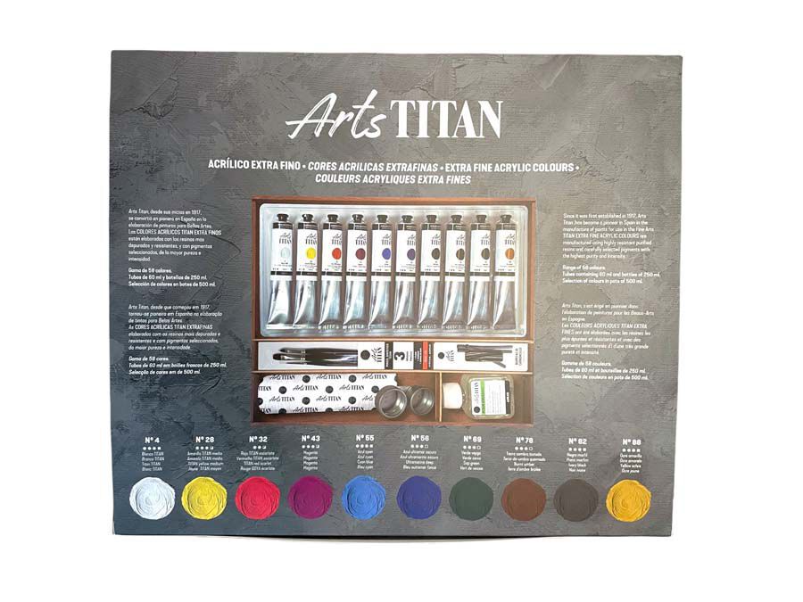 Set Pintura Acr&iacute;lica Titan 60ml caja madera