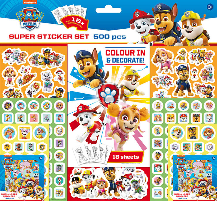 Super set de 500 pegatinas de Paw Patrol