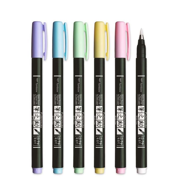 Rotuladores Tombow Fudenosuke pastel 6 colores