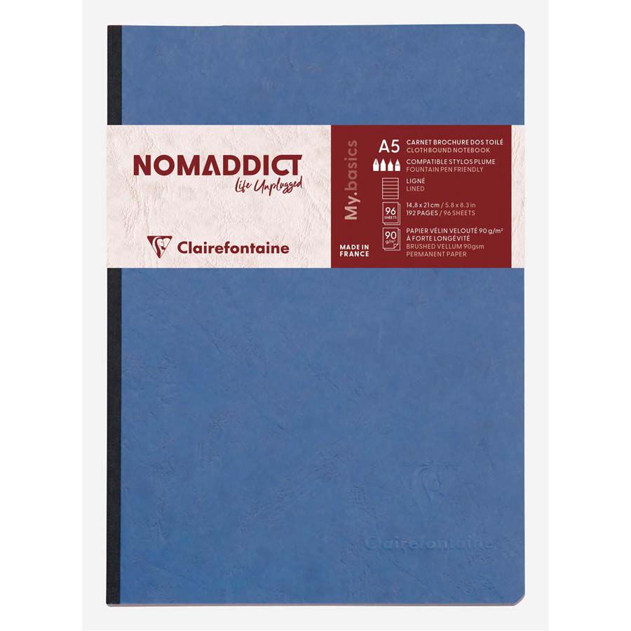 Libreta cosida Nomaddict A5 96 hojas raya azul