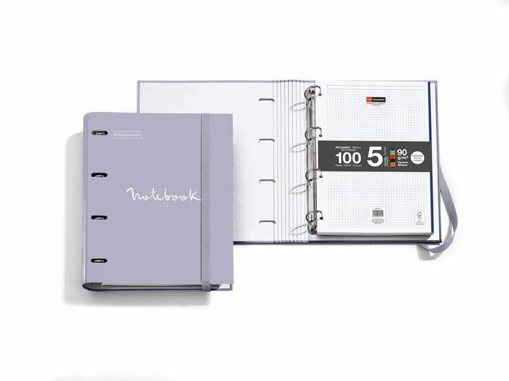 Carpebloc Emotions Miquelrius con recambio A4 4 anillas gris