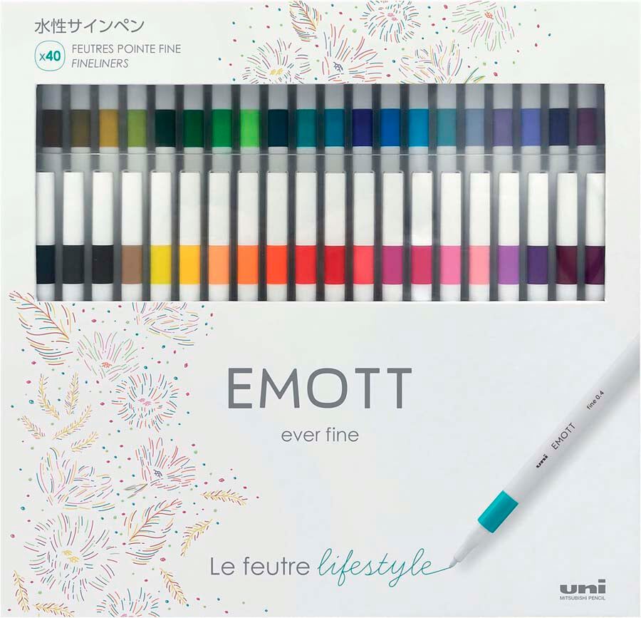 Rotuladores Emott Uni-Ball Emott caja 40 colores