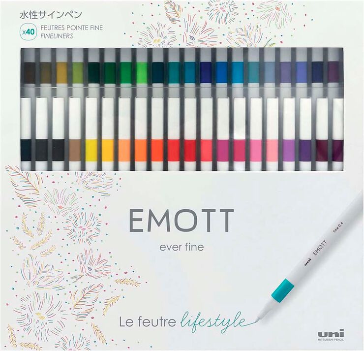 Rotuladores Emott Uni-Ball Emott caja 40 colores