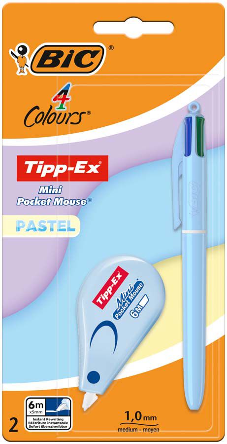 Bol&iacute;graf Bic 4 Colors + Corrector Mouse Pastel