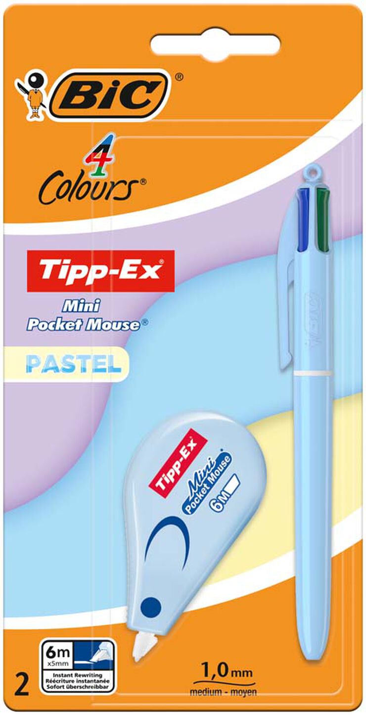 Bol&iacute;graf Bic 4 Colors + Corrector Mouse Pastel