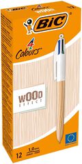 Bolígrafo 4 colores Bic Wood 12u