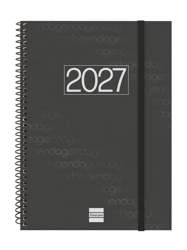 Agenda Finocam Year Semana Vista Vertical 2027 Catal&aacute;n Negro