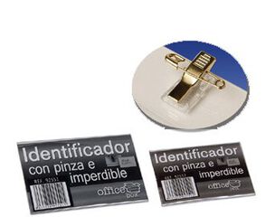 Placa identificadora con pinza e imperdible Office Box Placa identificadora con pinza e imperdible Office Box