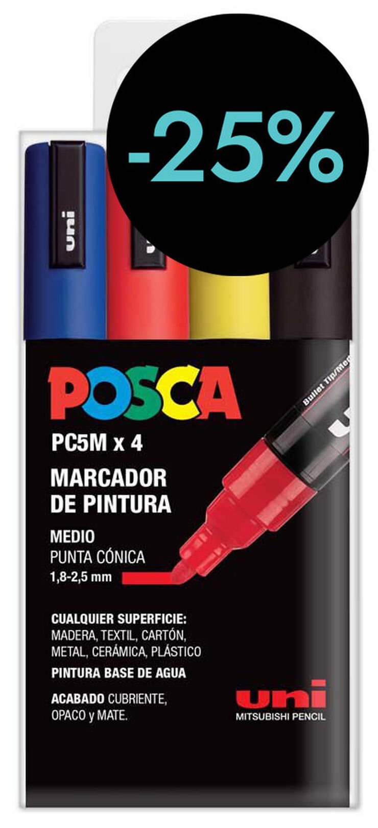 Retoladors Posca PC-5M 1,8-2,5mm Basic 4 colors