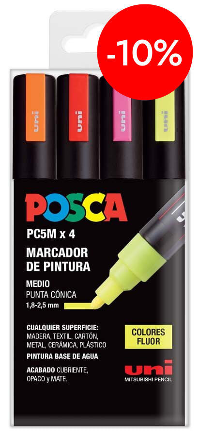 Retoladors Posca PC-5M 1,8-2,5mm fluorescent 4 colors