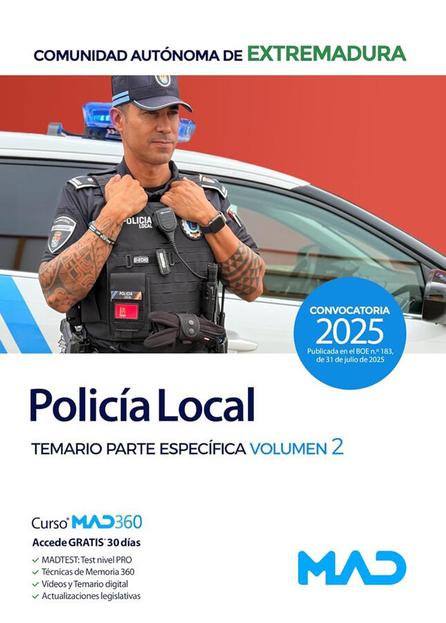 Polic&iacute;a Local de Extremadura. Temario Parte Espec&iacute;fica volumen 2