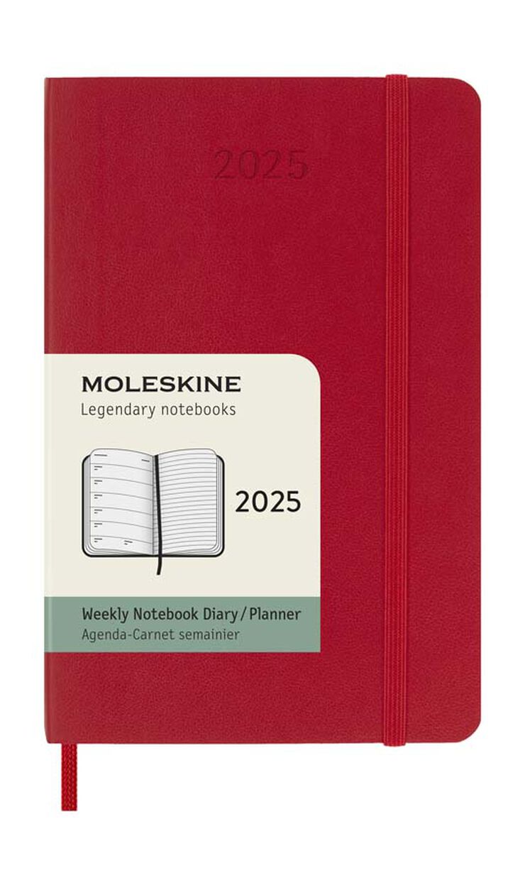 Agenda Moleskine 12m sem/vista 2025 Pocket rojo