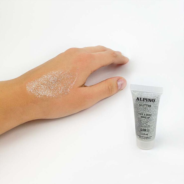 Maquillaje Gel Brillante metálico Glitter Alpino plata
