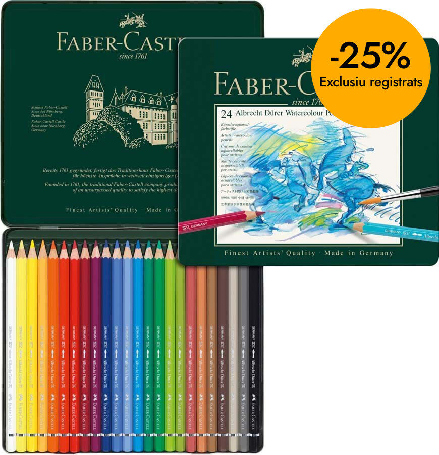 L&aacute;pices acuarelable Faber-Castell 24 colores estuche metal