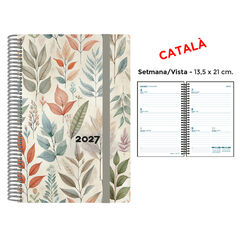 Agenda Espiral Finocam 13,5x21 cm Catal&aacute;n Semana Vista 2027 Hojas Color