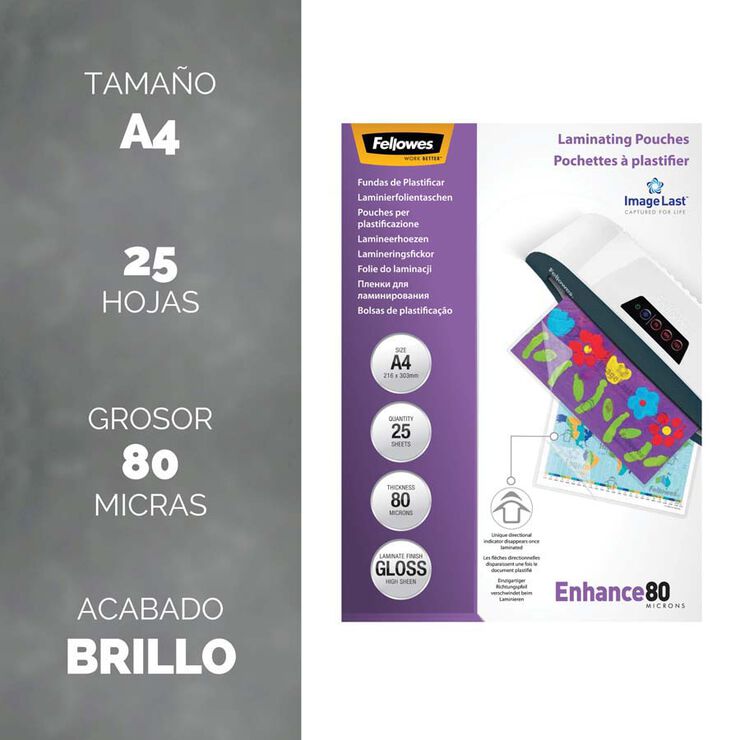 Funda plastificar Fellowes A4 80 micres 25u