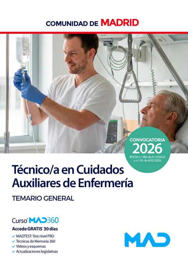 T&eacute;cnico/a en Cuidados Auxiliares de Enfermer&iacute;a de la Comunidad de Madrid.&nbsp;Temario General