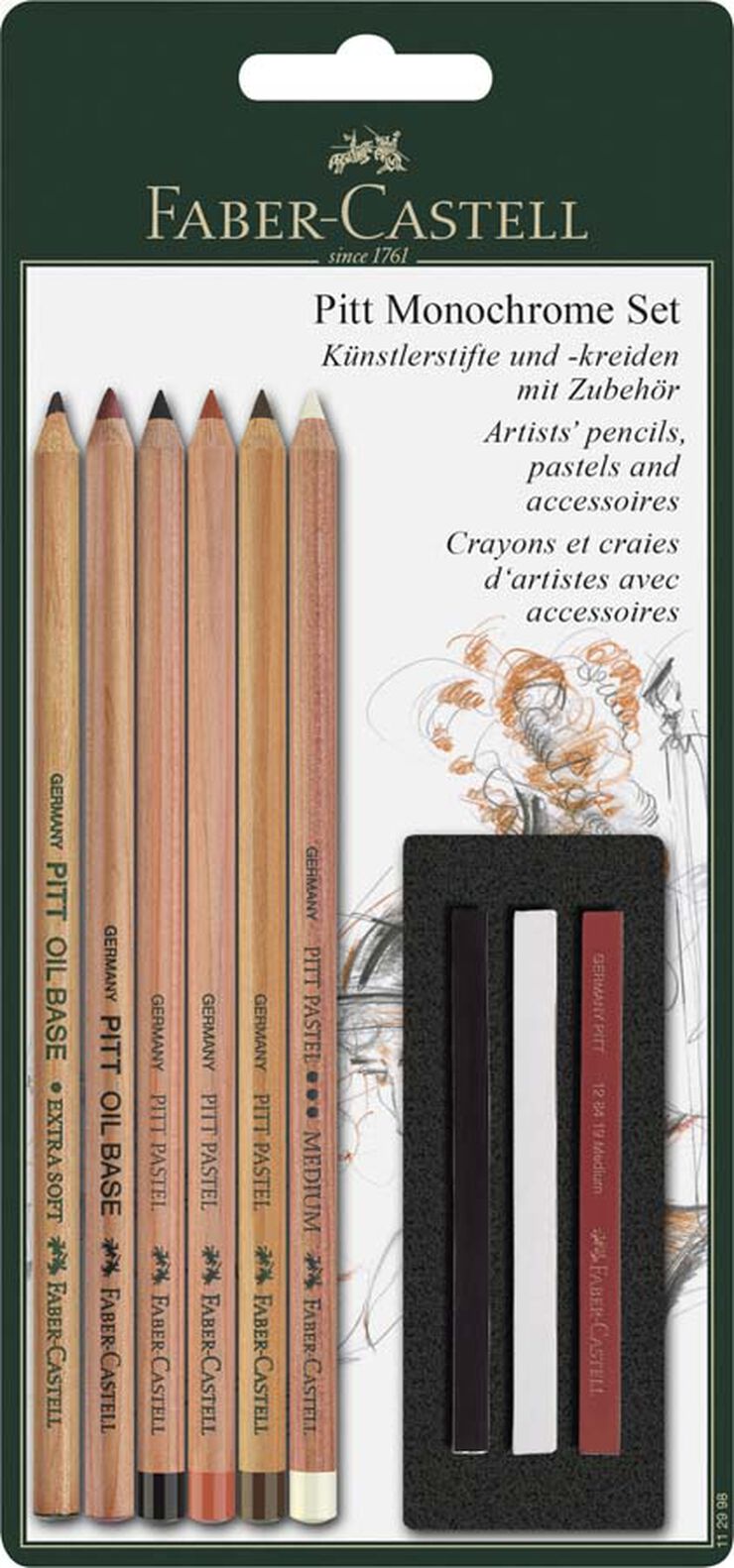 Llapis Pitt Monochrome + Carre Faber-Castell 9u