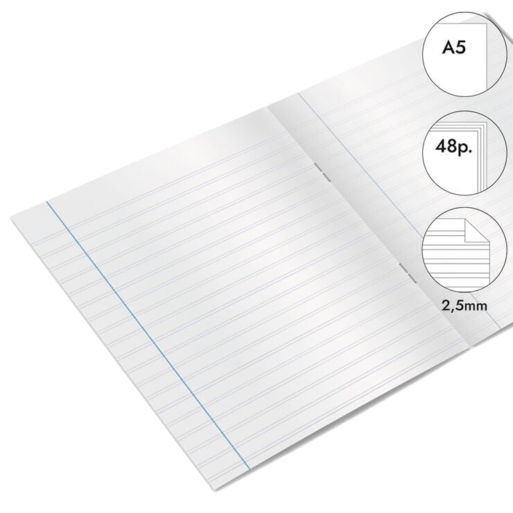 Llibreta grapada Abacus A5 48 fulls pauta 2,5mm lila