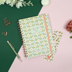 Agenda Finocam Flower Journal Semana Vista Horizontal 2027 Catal&aacute;n Verde