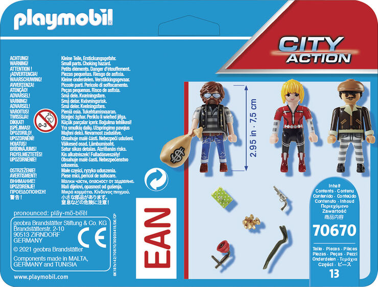 Playmobil City Action Set Figuras Ladrones 70670