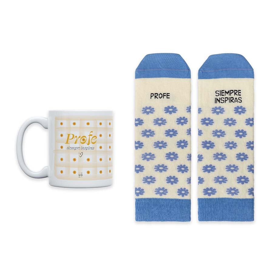 Kit Taza + Calcetines UO ''Profe siempre inspiras'' talla 36-41
