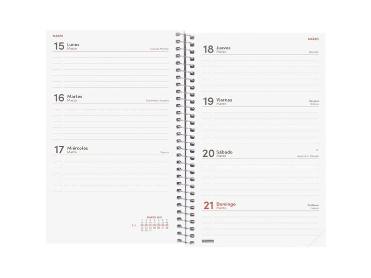 Agenda Finocam Year Setmana Vista Horitzontal 2027 Castell&agrave; Vermell