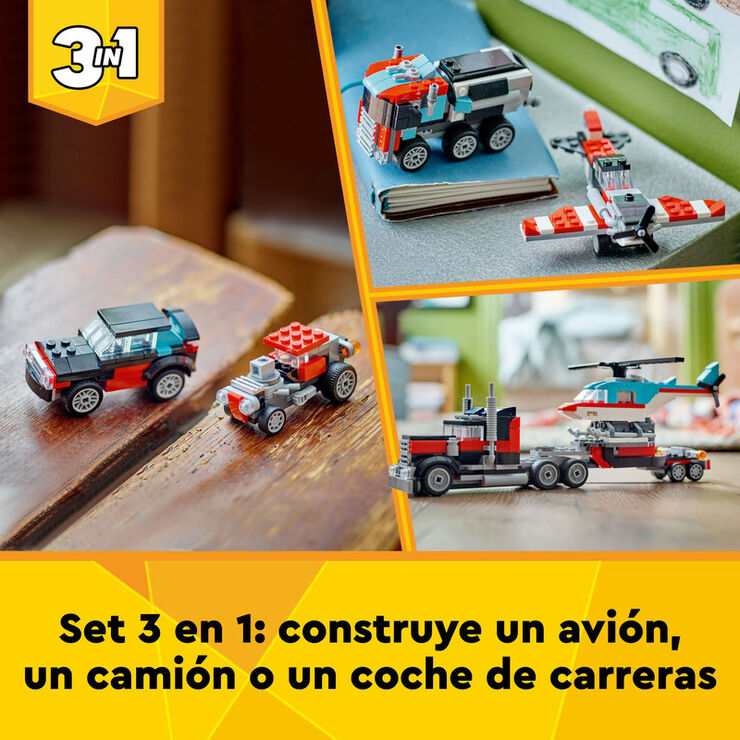 LEGO® Creator Camión Plataforma con Helicóptero Convertible 31146