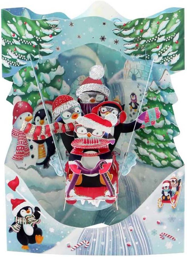 Postal Swing Navidad Pingüinos