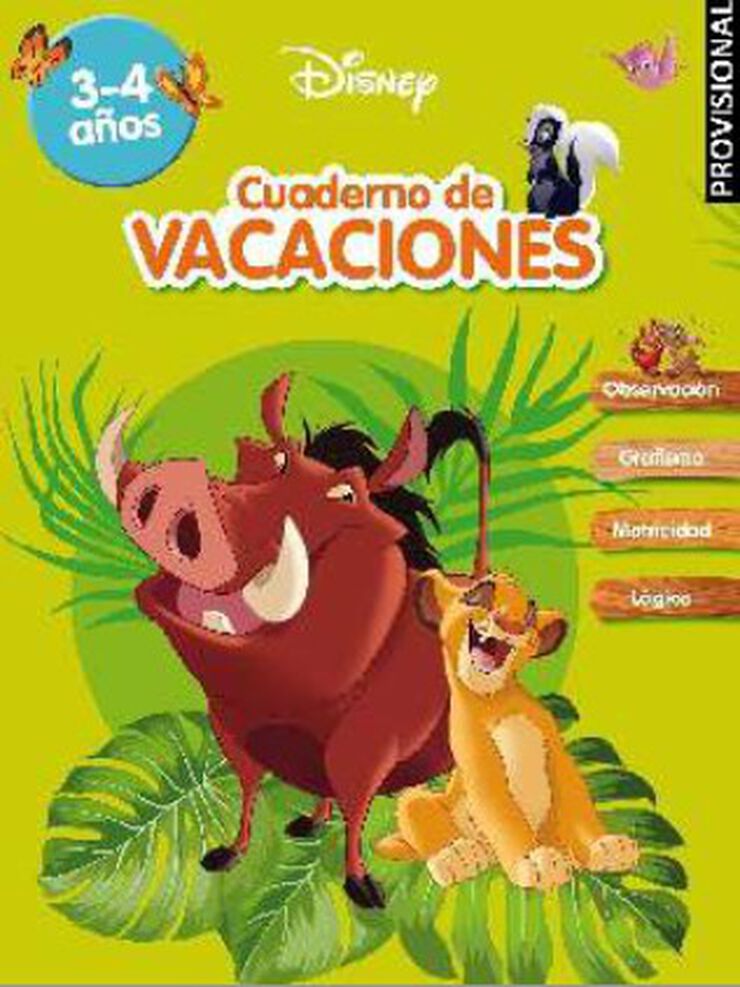Cuaderno de vacaciones Animales Disney. 3-4 años (Aprendo con Disney)