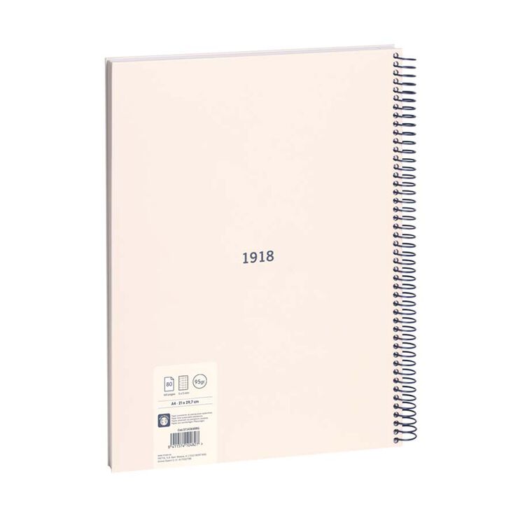 Notebook 1 A4 80f 95g quadrícula 5X5 Milan 1918 beix