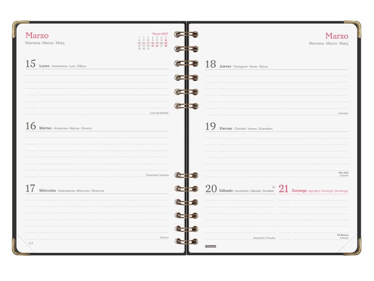 Agenda Finocam Alma Setmana Vista Horitzontal 2027 Castell&agrave; Negre