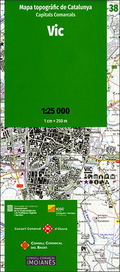 Mapa topogr&agrave;fic de Catalunya 1:25 000. Capitals Comarcals. 38- Vic