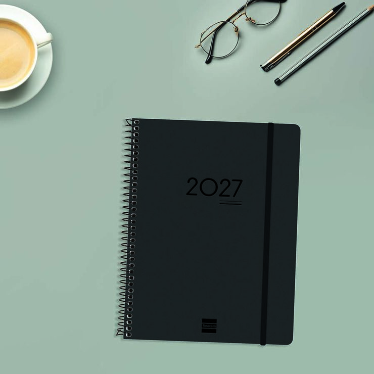 Agenda Finocam 16M Ikon E10 Sem/Vista Vertical Multiling&uuml;e 2026-27 Negro
