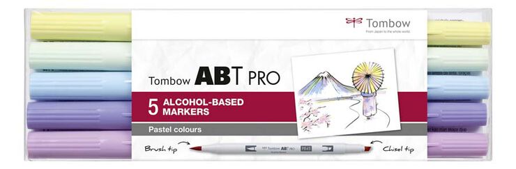 Rotulador Tombow Abt Pro Dual Brush pastel 5 colores