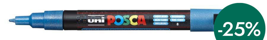 Rotulador Posca PC-3M 0,9-1,3mm azul claro glitter