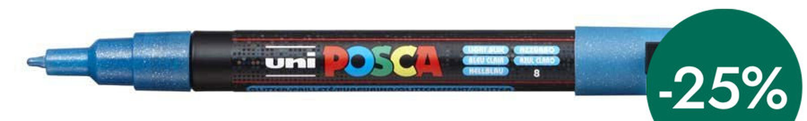 Rotulador Posca PC-3M 0,9-1,3mm azul claro glitter