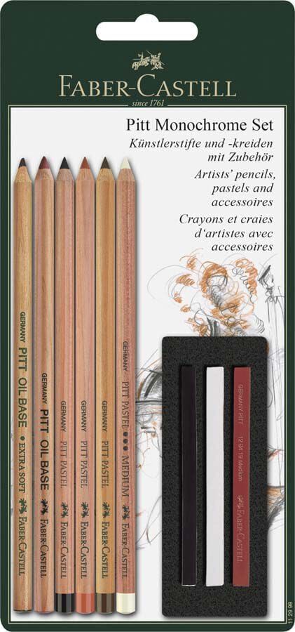L&aacute;pices Pitt Monochrome + Carre Faber-Castell&nbsp;9u