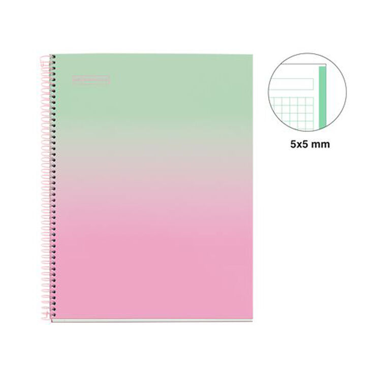 Notebook A4 Tapa Extra Dura 80 Hojas 5 &times; 5 Gradient Rosa y Menta