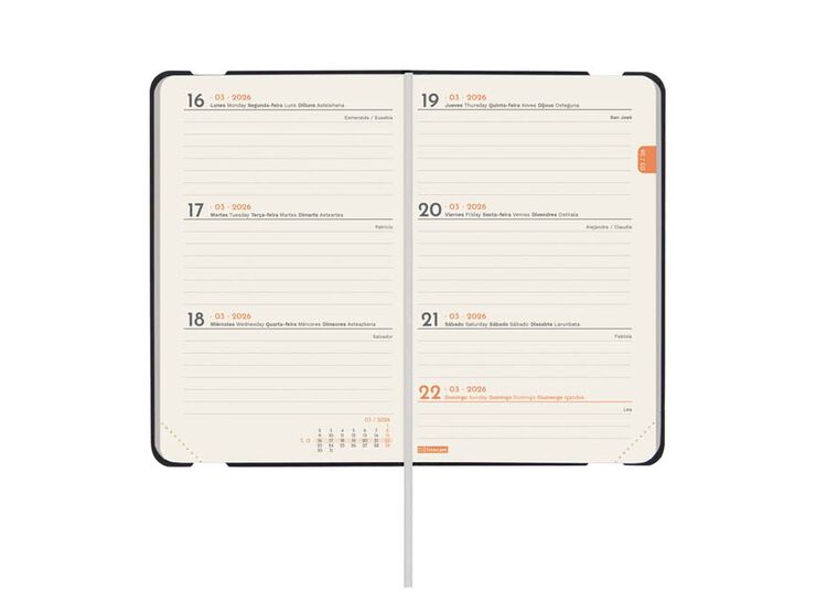 Agenda Finocam Llisa F2 sem/vista horizontal cas 2026 negro