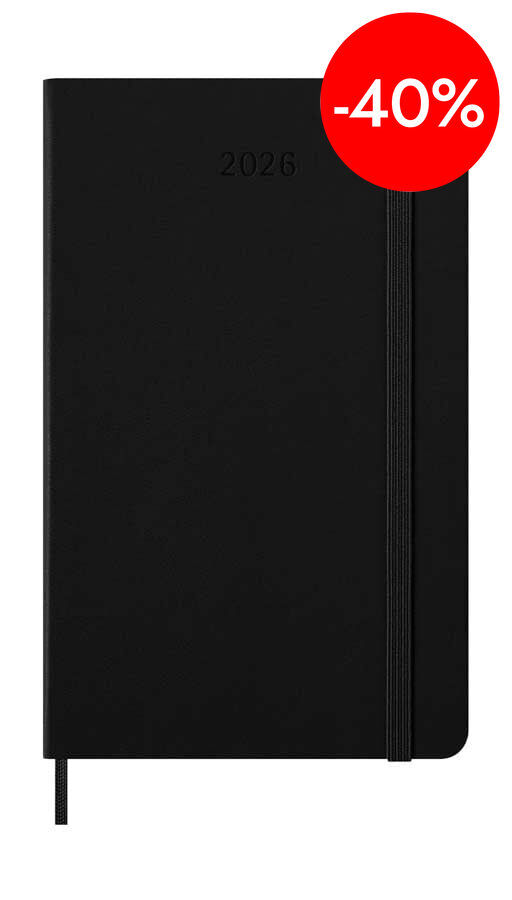 Agenda Moleskine 12 mesos setm/vista horitzontal 2026 tapa dura L negre