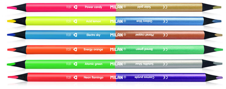 Lápiz de colores Milan Bicolor Fluo/metal 6U
